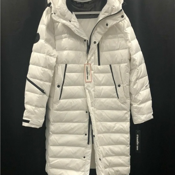 KARL LAGERFELD Men's Long Down Puffer Coat Hooded Apres Ski Jacket Limited Ed *S - Picture 4 of 10